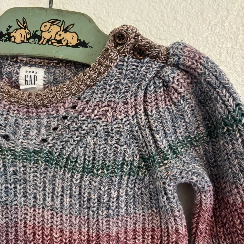 Baby Gap Shaker-Stitch 100% Cotton Knit Dress Size 6-12 Months | colorful |